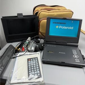 Polaroid Portable DVD Player with Black Console and Blue Screen